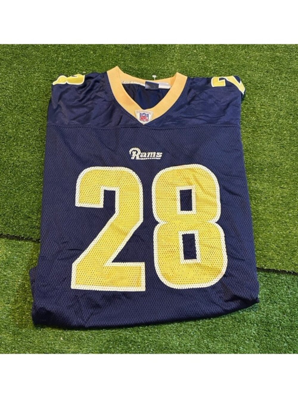 Vintage St Louis Rams jersey mens XL blue gold reebok marshall falk Y2K 2000s
